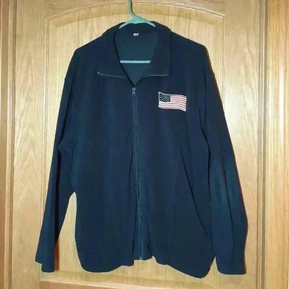 American Flag fleece full zip jacket size L/XL - Picture 1 of 4